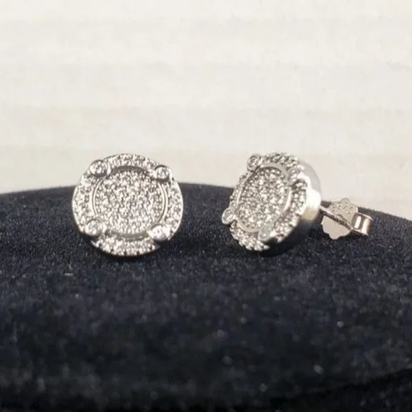 Solid 925 Sterling Silver 2ct Diamond Mens Stud Earrings Studs Stamped Jewelry